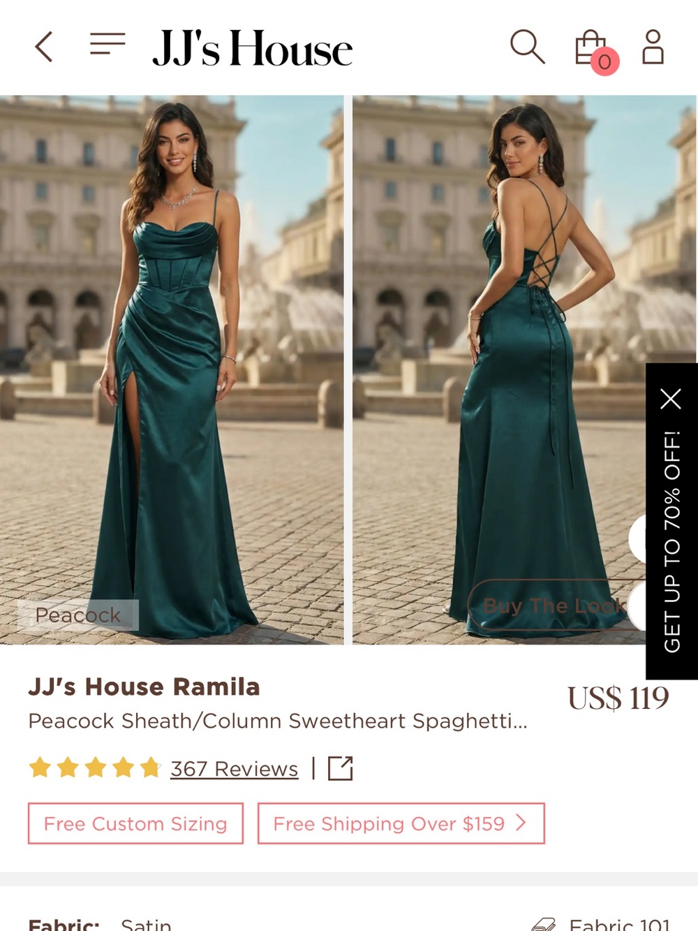 JJ's House Ramila Satin Chemise in Peacock (Emerald)